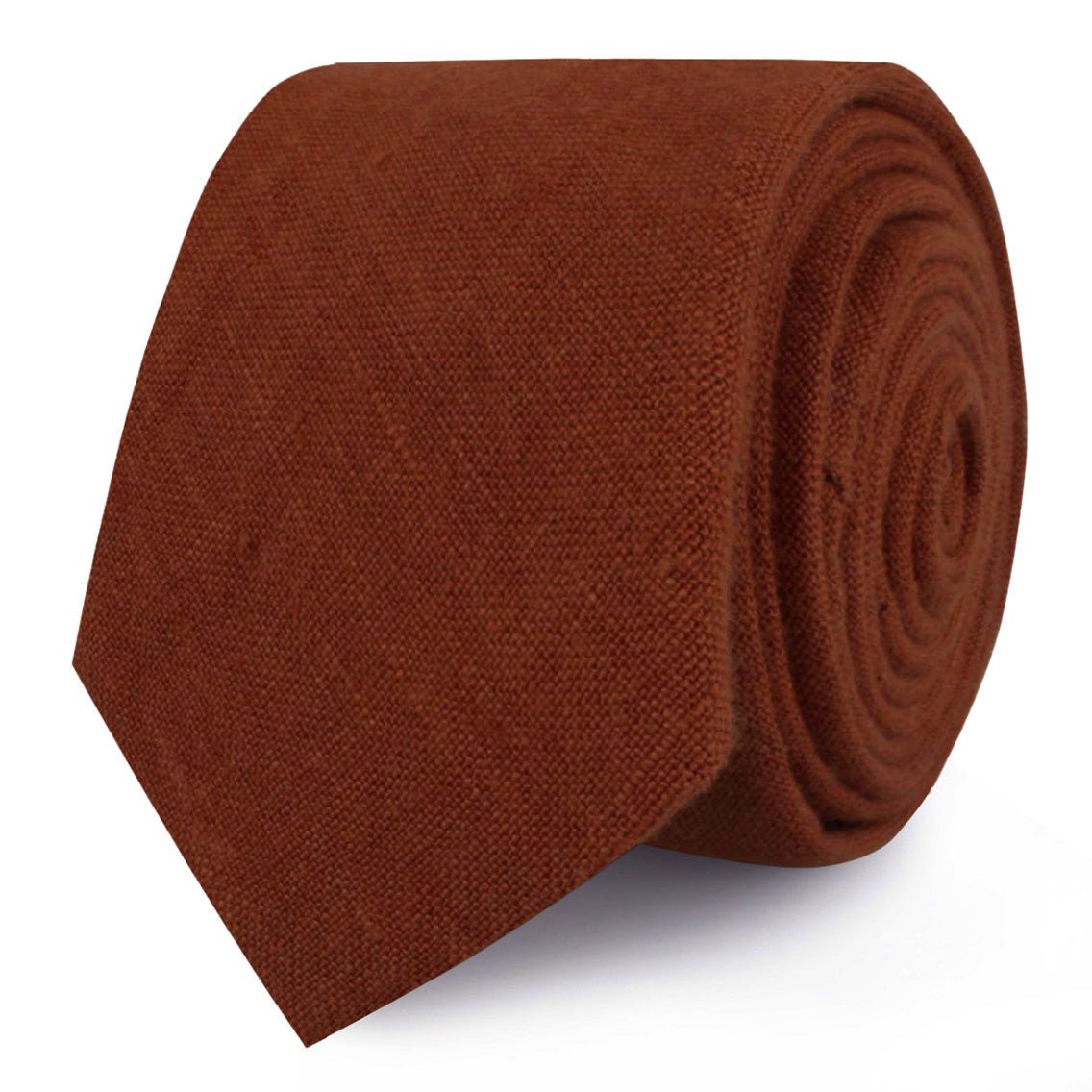 Burnt Golden Brown Linen Skinny Tie