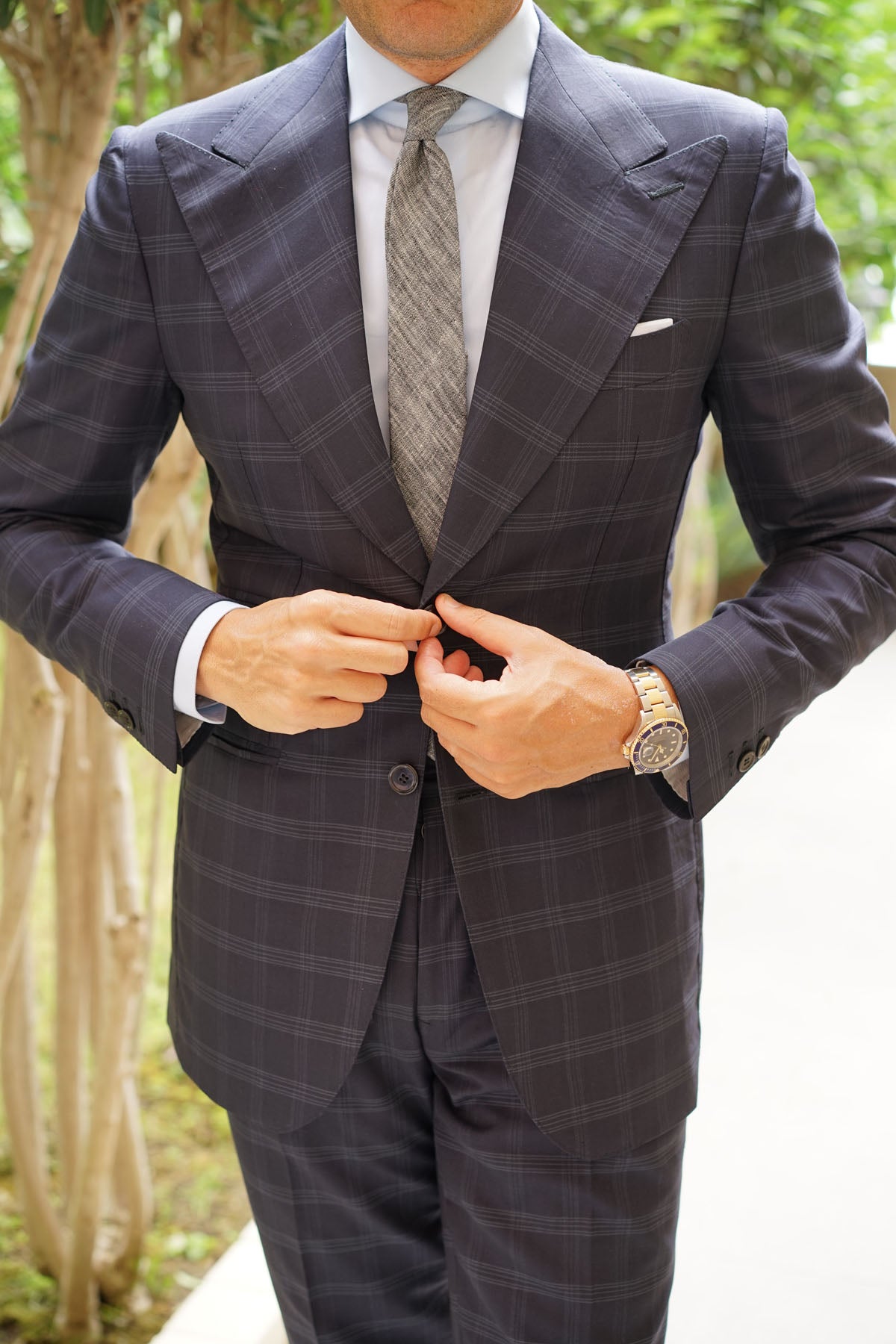 Black Linen Chambray Skinny Tie