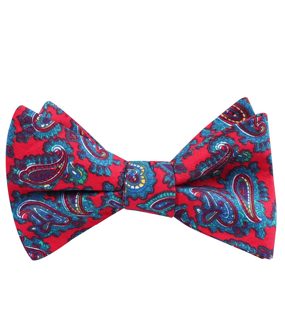 Valentina Red Shiraz Paisley Self Bow Tie