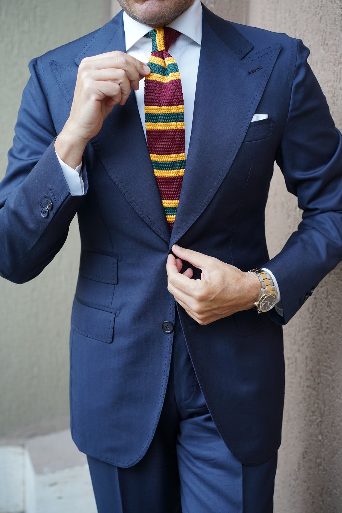 Gable Maroon Striped Knitted Tie