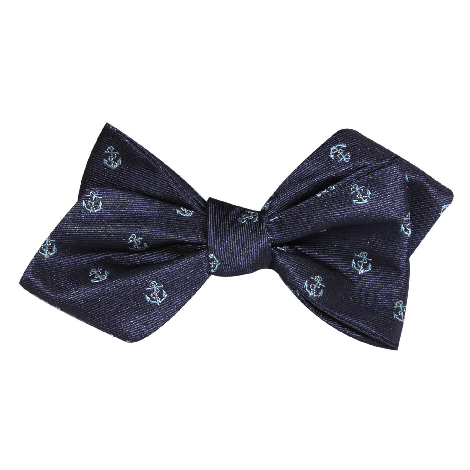 Navy Blue Sail Anchor Self Tie Diamond Tip Bow Tie