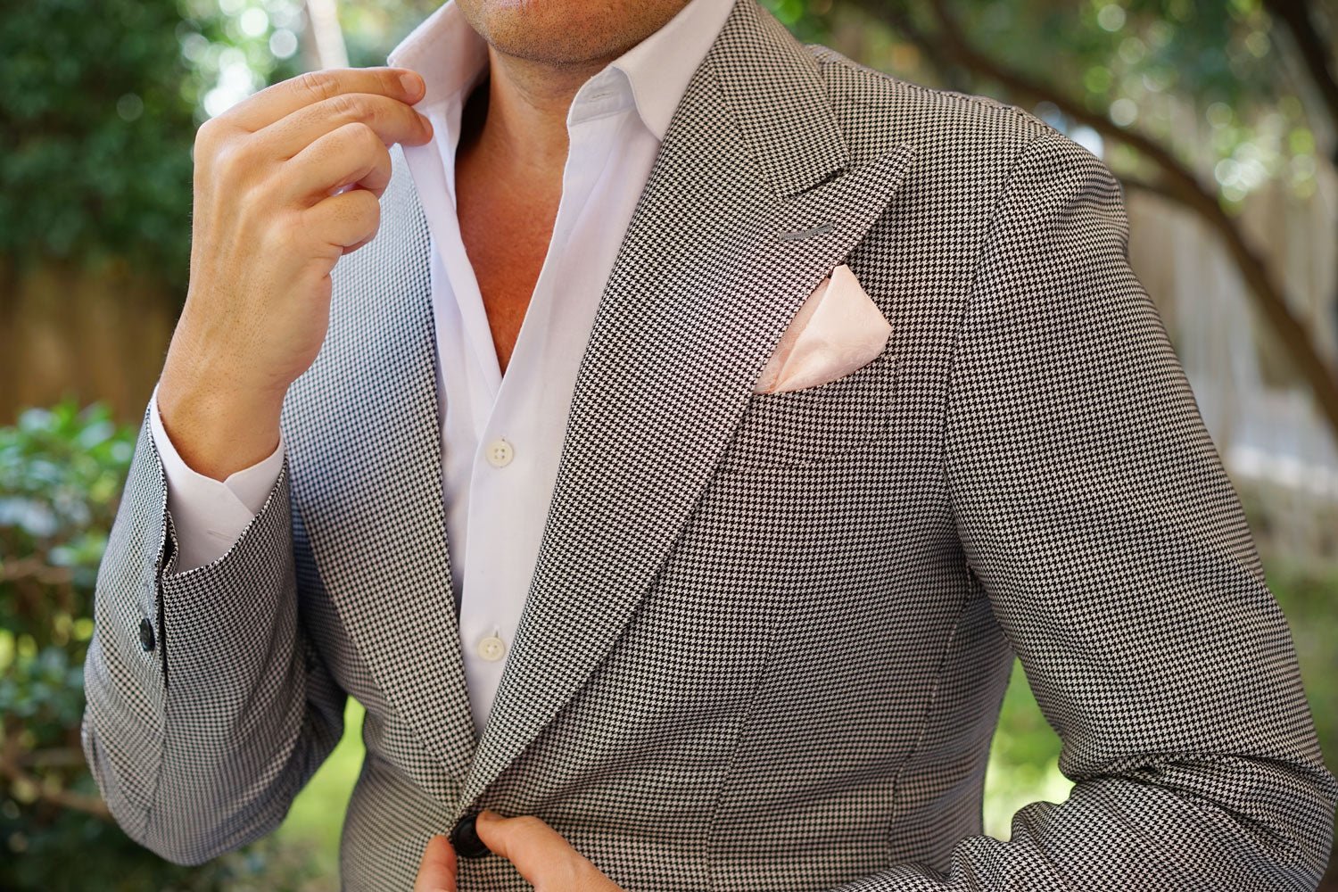 Blush Pink Rose Floral Pocket Square