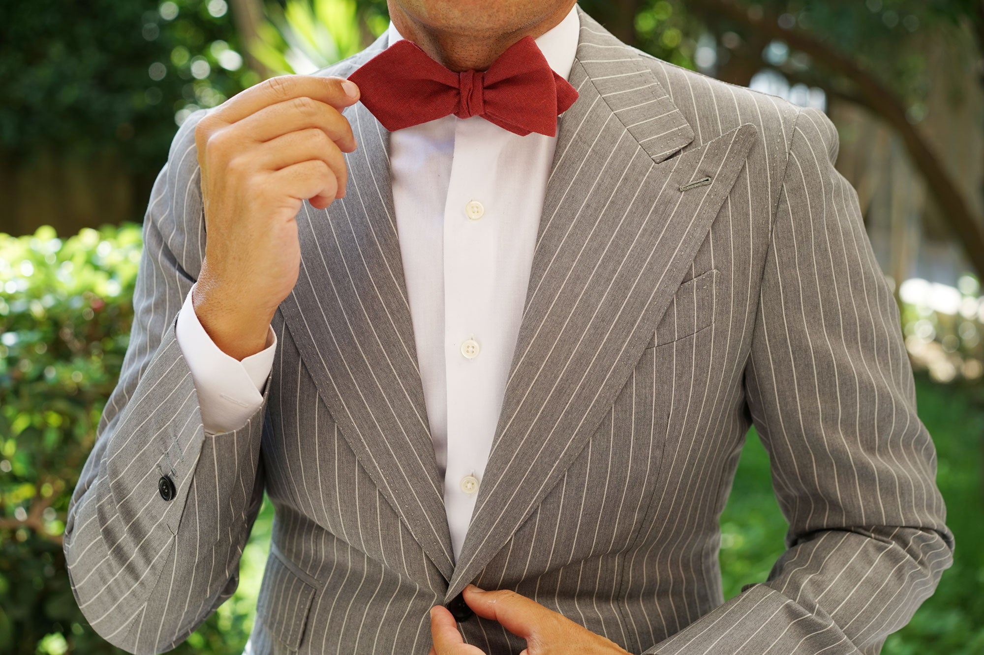 Maroon Slub Linen Self Tie Diamond Bow Tie