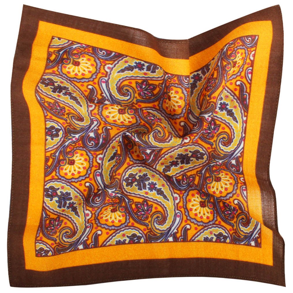 Mr. Profaci Paisley Burnt Rust Wool Pocket Square