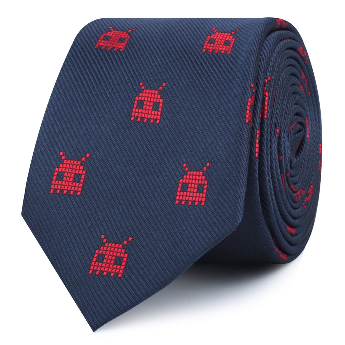 Red Pixel Monster Skinny Tie