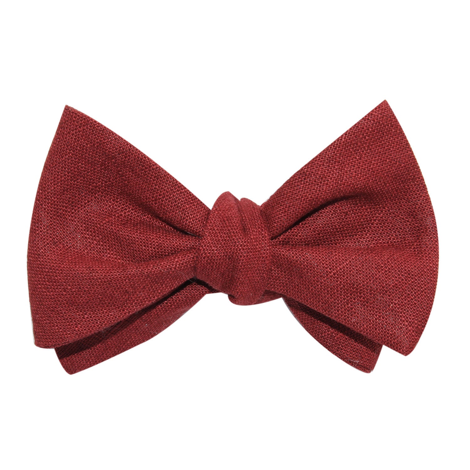 Maroon Slub Linen Self Tie Bow Tie