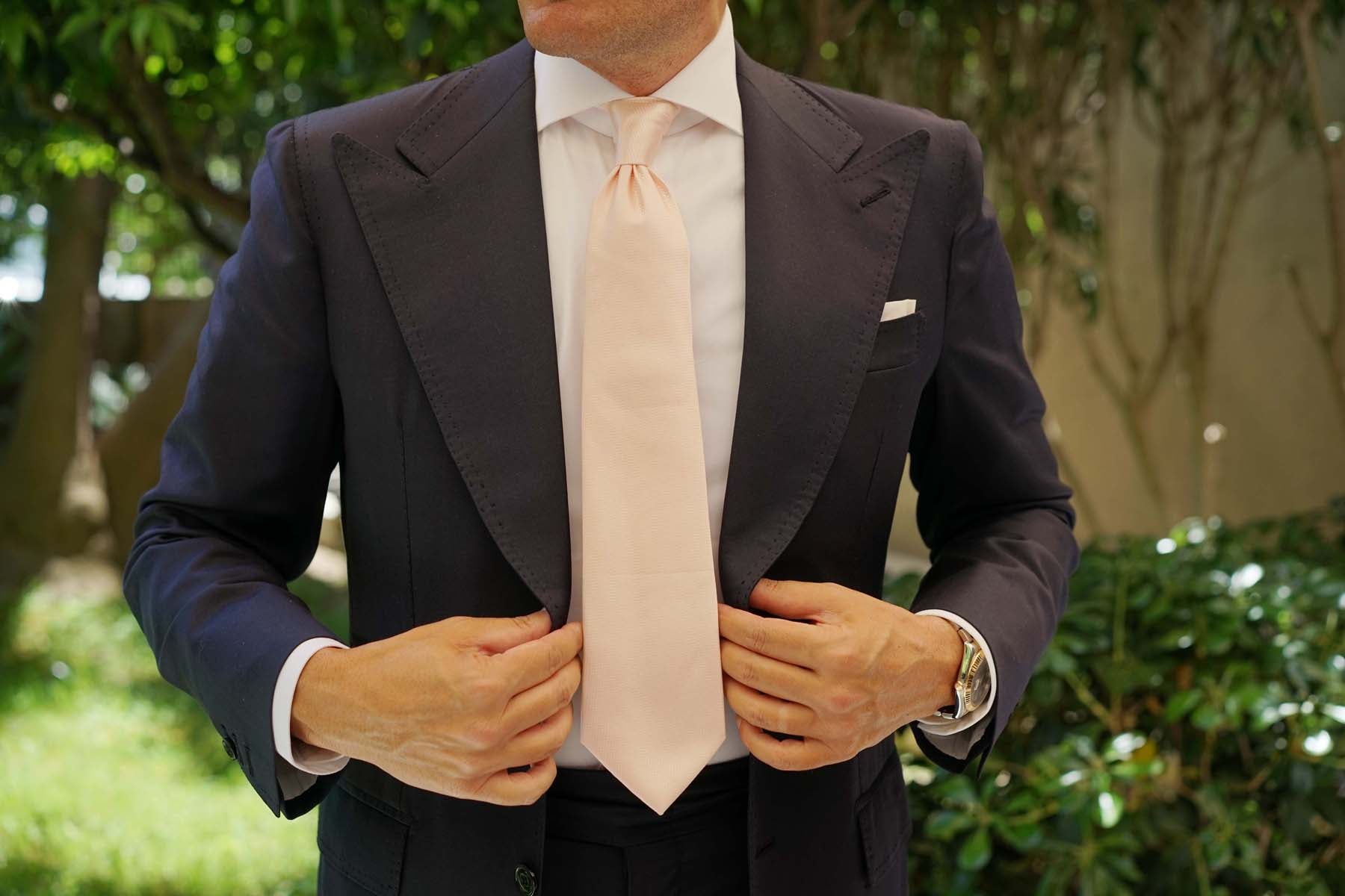 Blush Pink Basket Weave Necktie