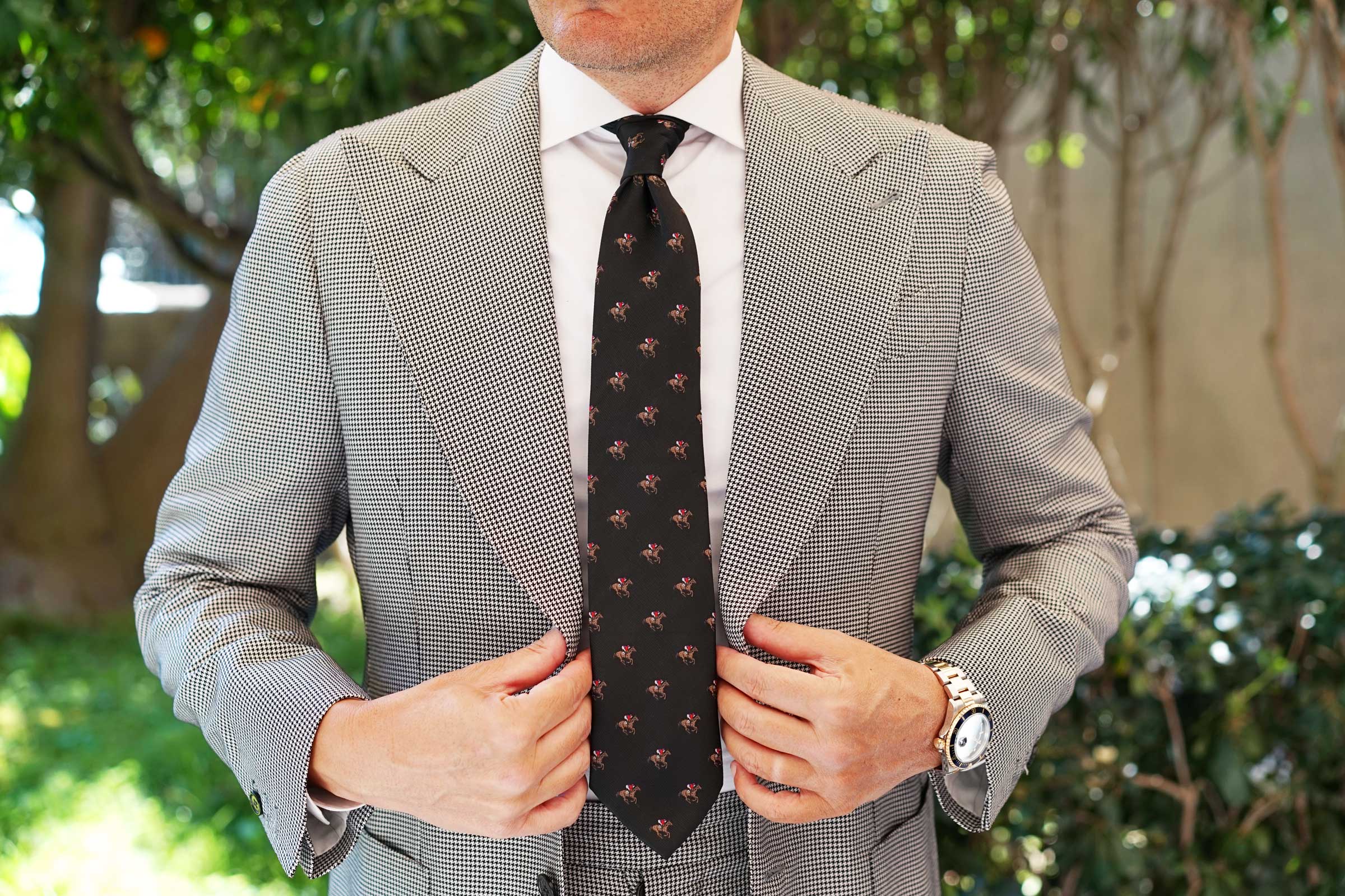 Black Melbourne Race Horse Tie