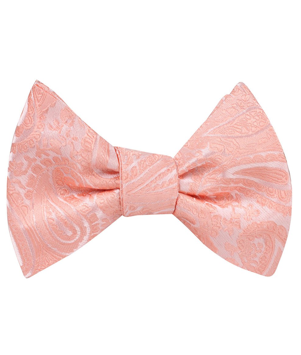 Peach Paisley Self Bow Tie