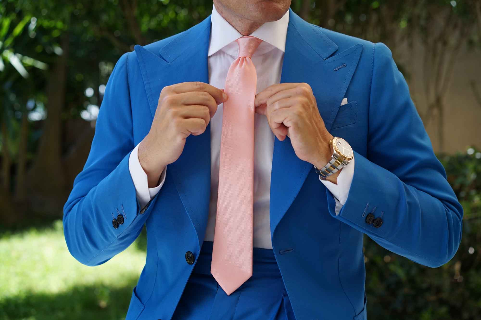 Bellini Peach Weave Skinny Tie