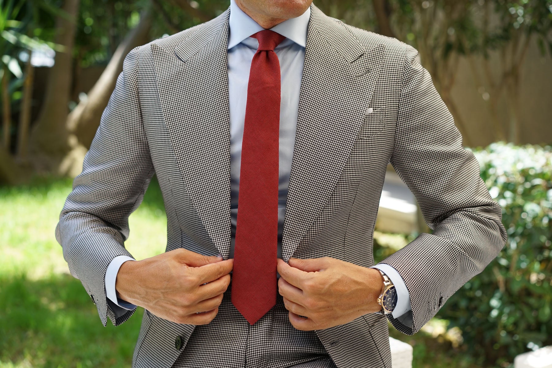 Maroon Slub Linen Skinny Tie