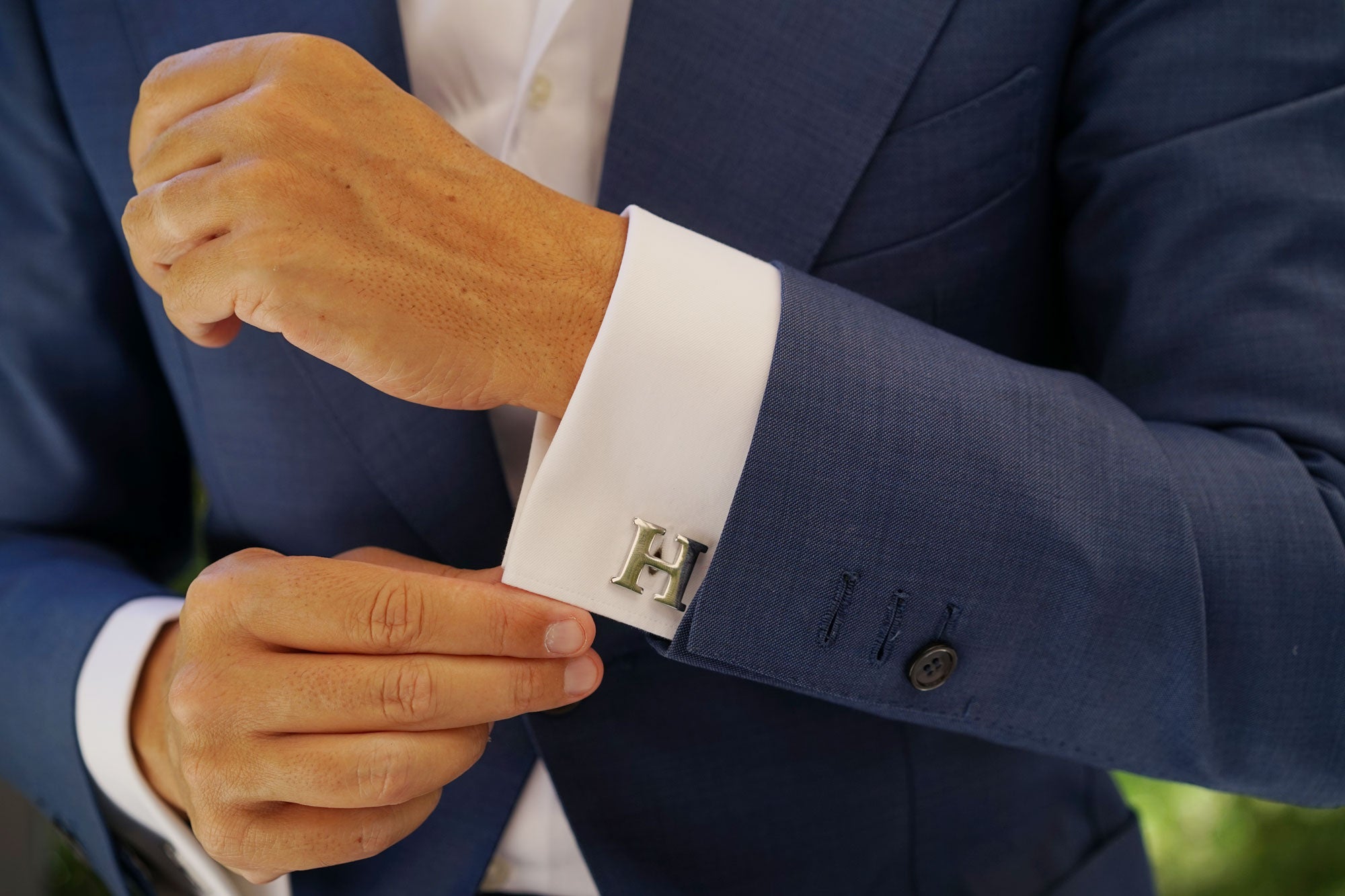 Letter H Silver Cufflinks