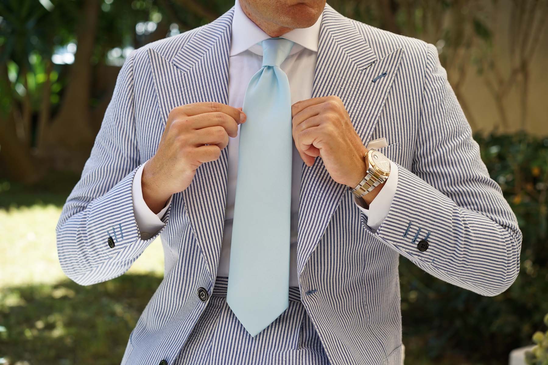 Powder Blue Satin Necktie