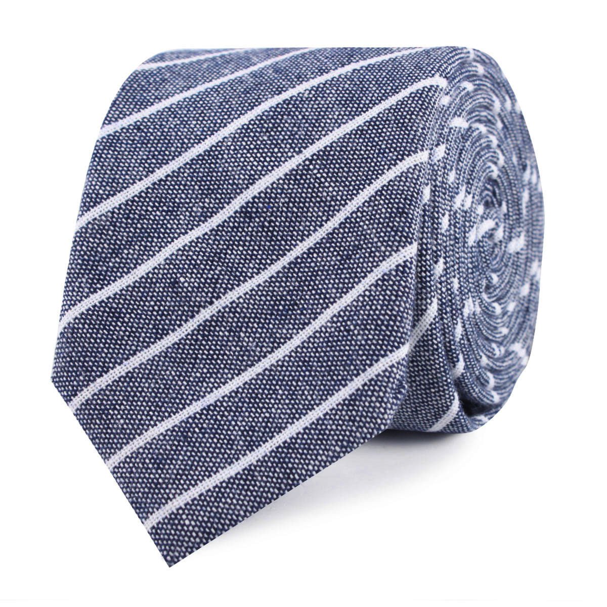 Starry Night Blue Pinstripe Linen Skinny Tie