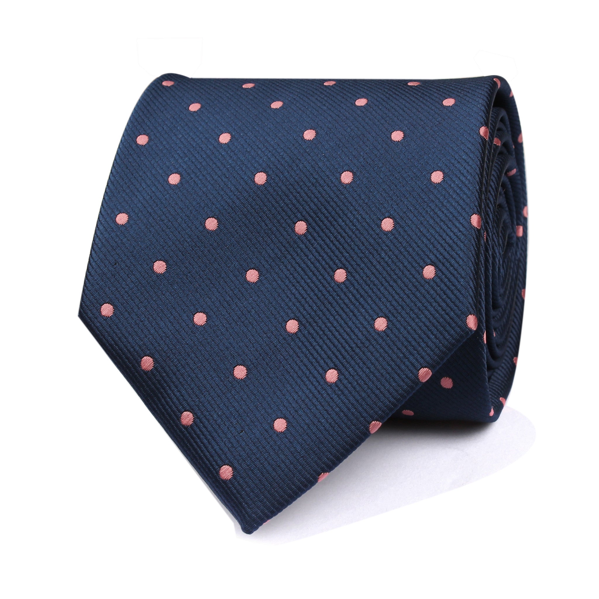 Navy Blue with Pink Polka Dots Tie