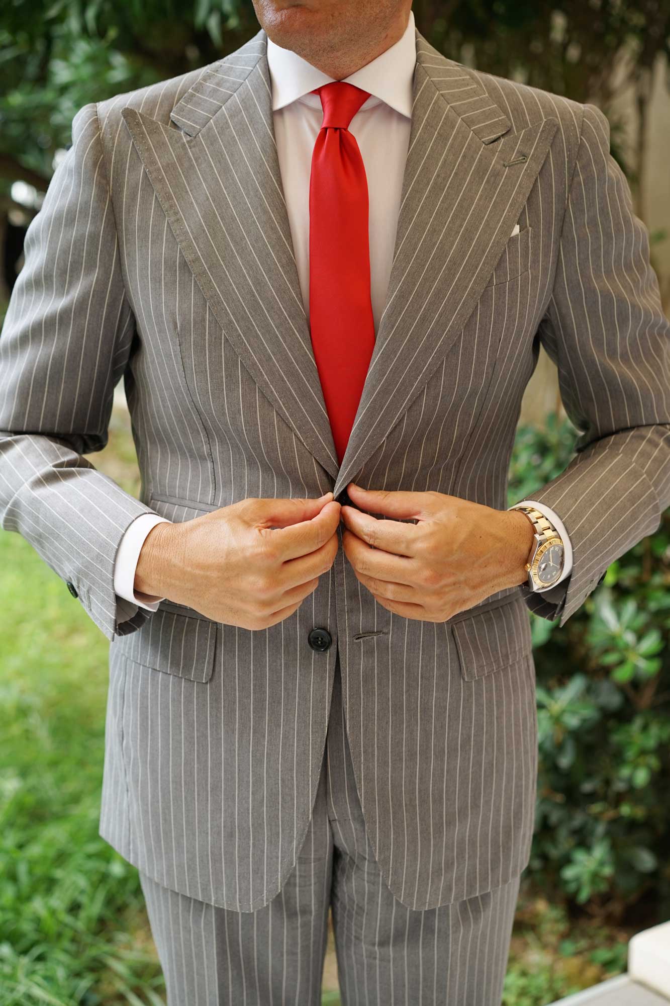 Red Cherry Satin Skinny Tie