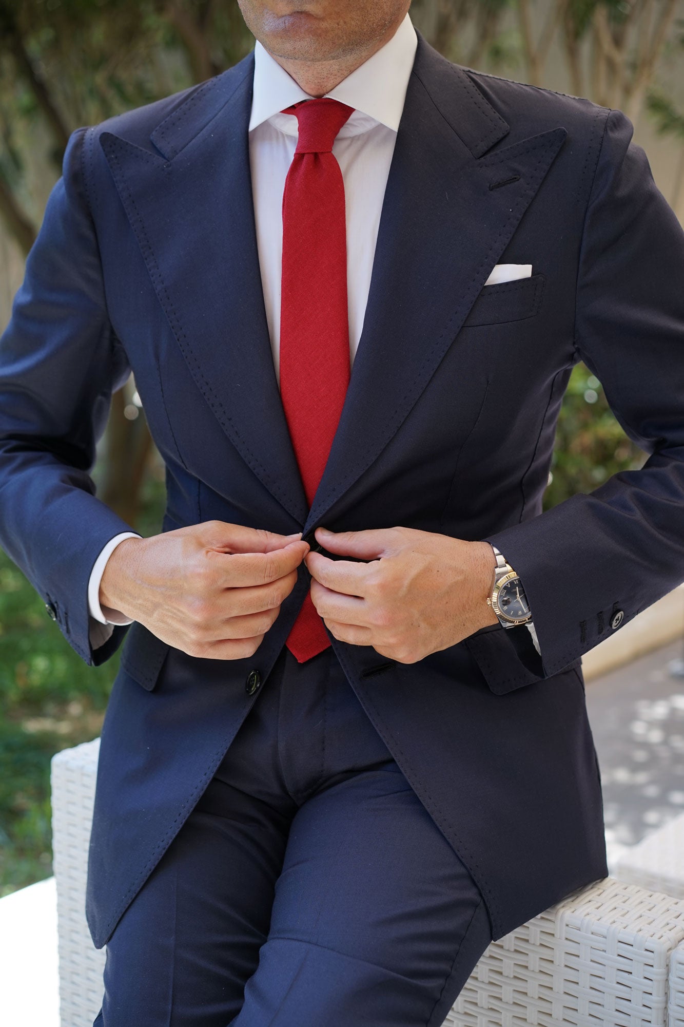 Apple Maroon Linen Skinny Tie