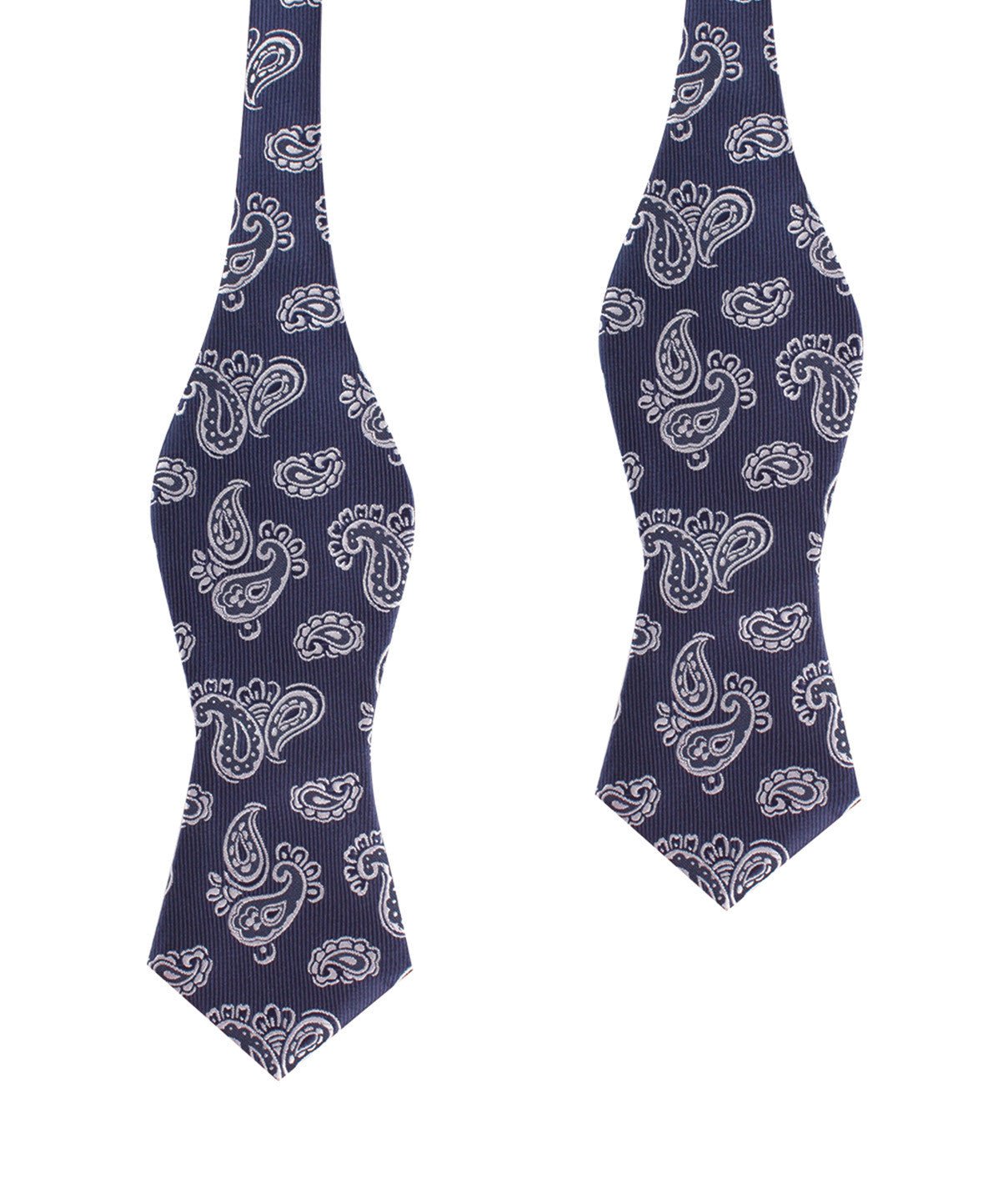 Paisley Navy Blue Self Tie Diamond Tip Bow Tie