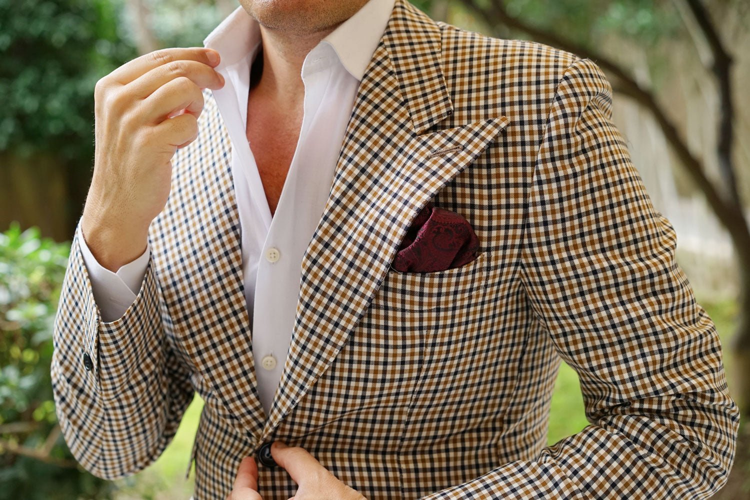 Mahogany Red Paisley Pocket Square