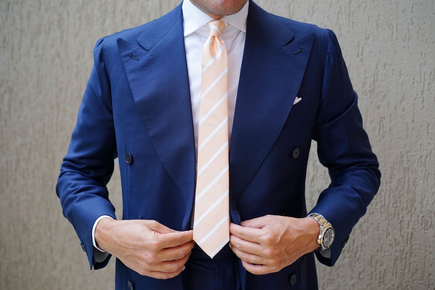 Apricot Striped Skinny Tie