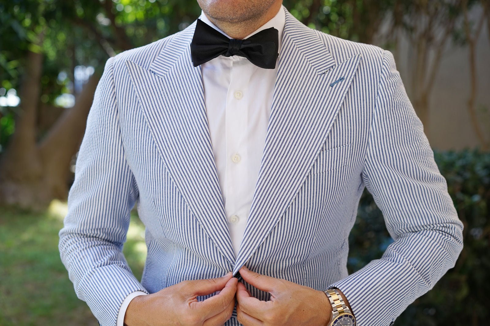 Black Basket Weave Self Bow Tie