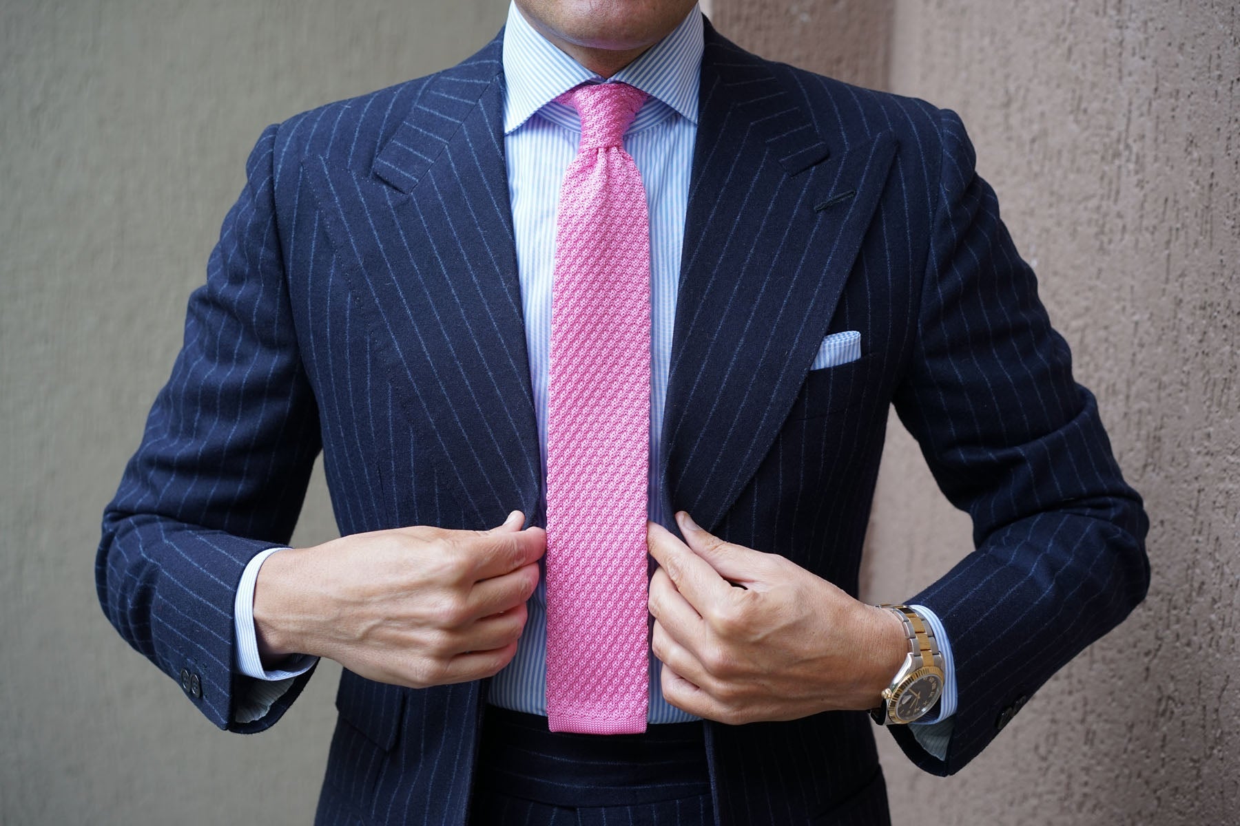 Light Pink Fuchsia Knitted Tie