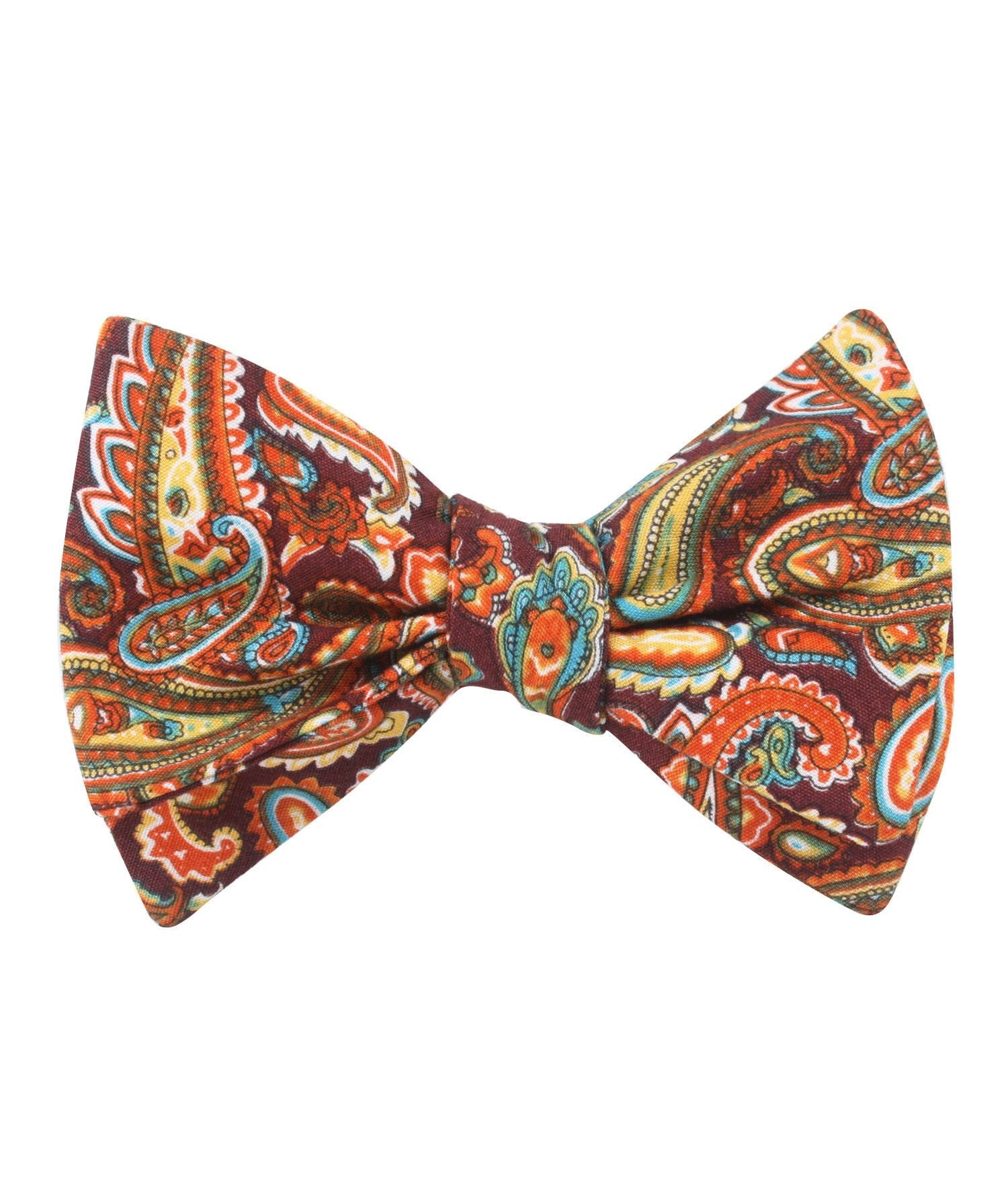 Baku Paisley Orange Self Bow Tie