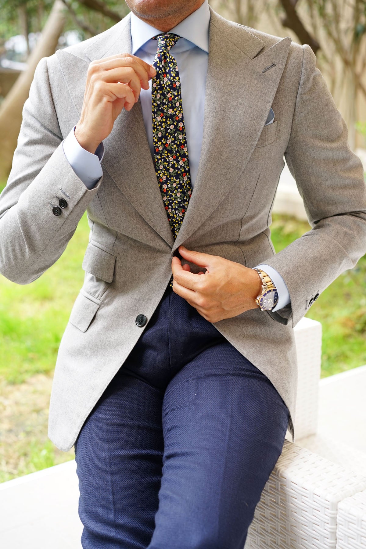 Anemone Floral Skinny Tie