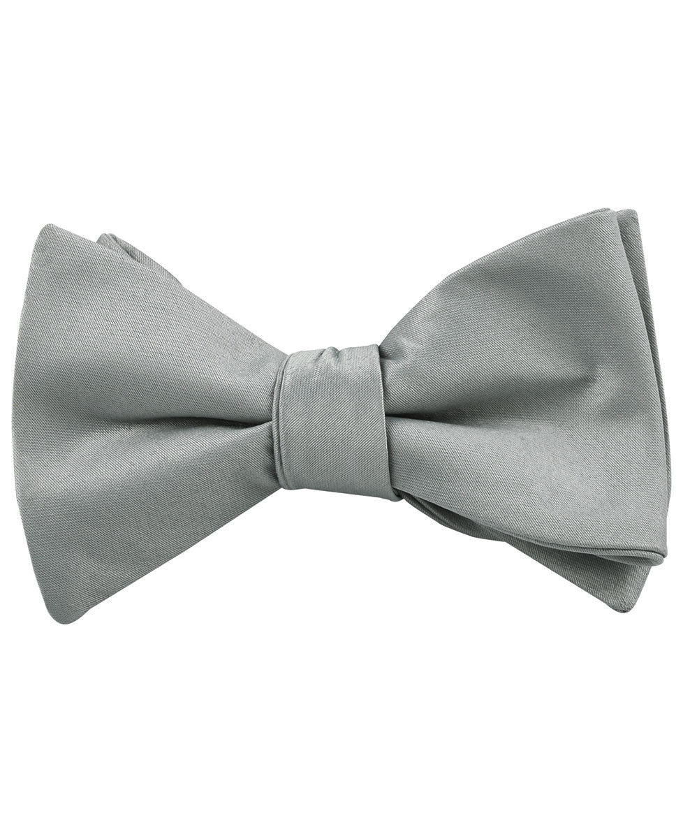 Mystic Silver Satin Self Bow Tie