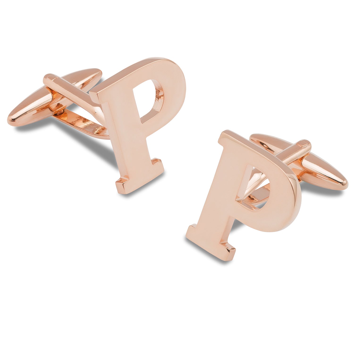 Rose Gold Letter P Cufflinks