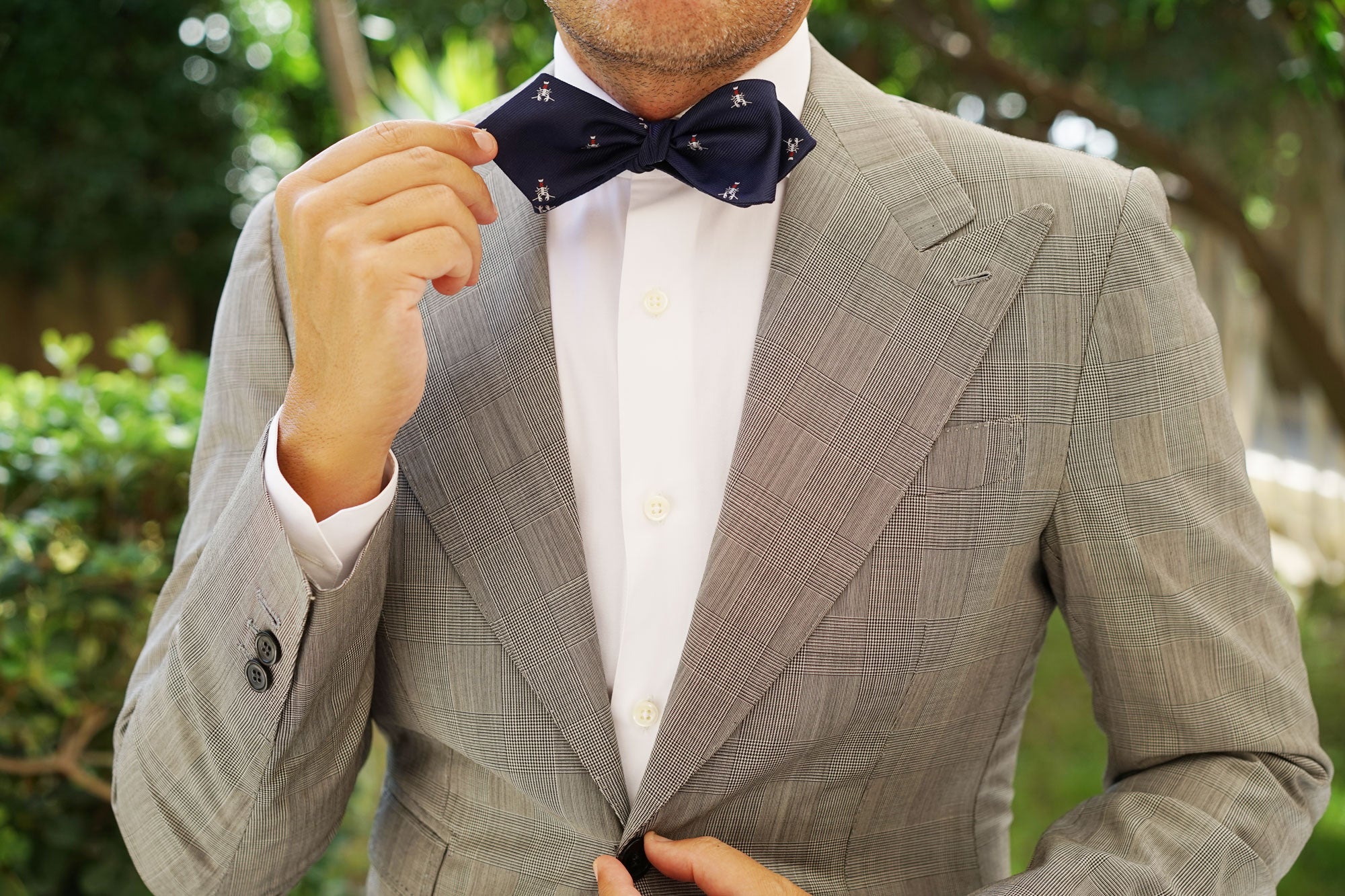 Navy Blue Lobster Self Tie Diamond Tip Bow Tie