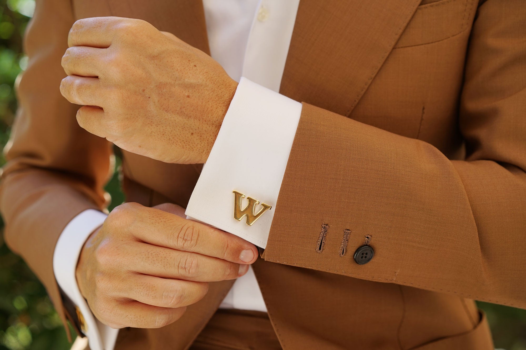 Letter W Gold Cufflinks