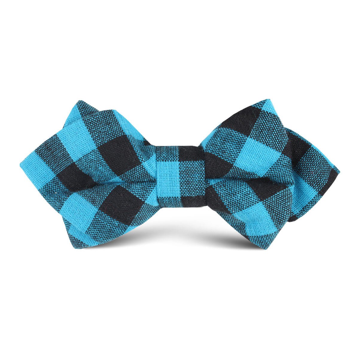 Grim Blue Gingham Kids Diamond Bow Tie