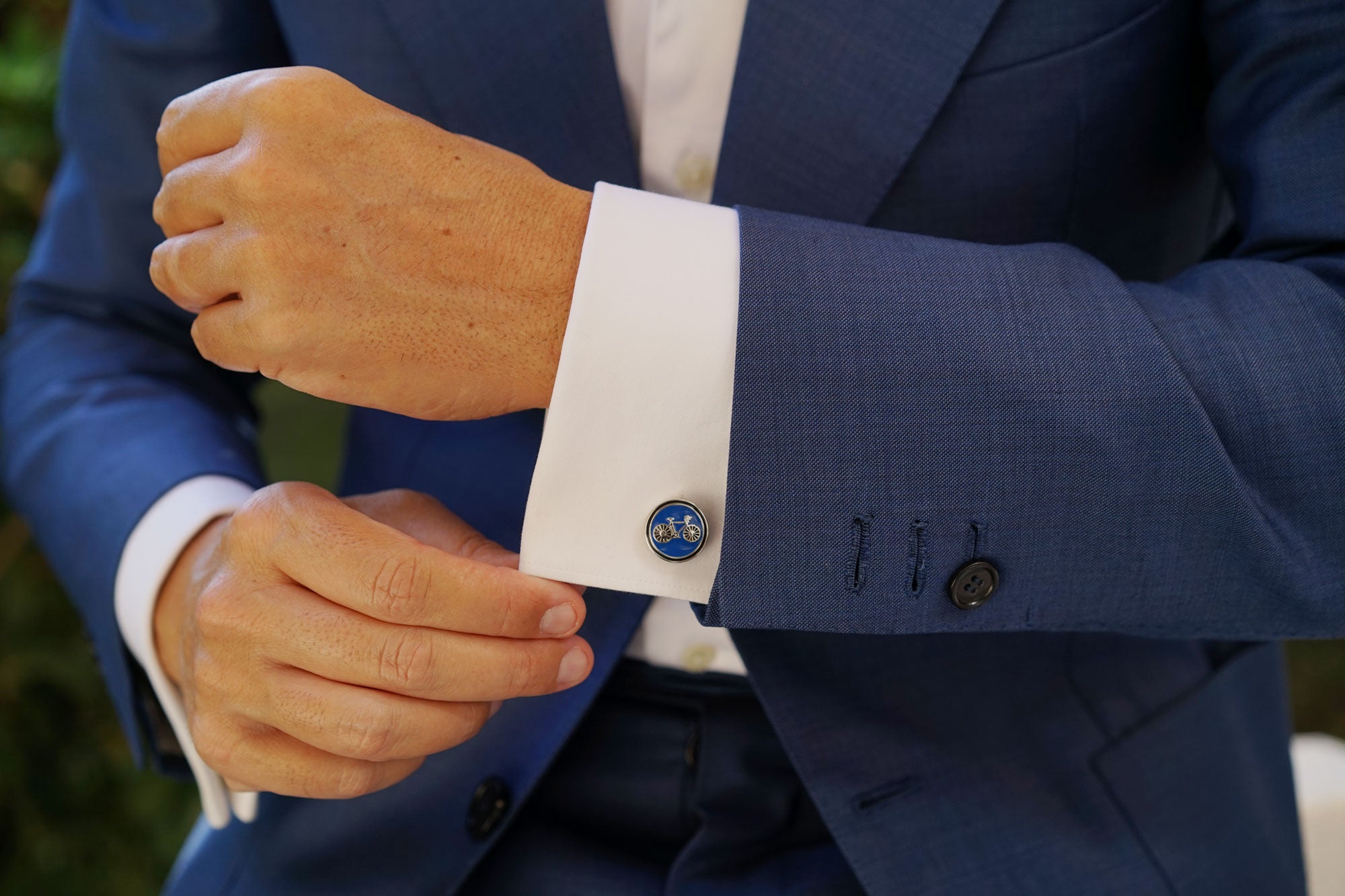 French Blue Bicycle Cufflinks