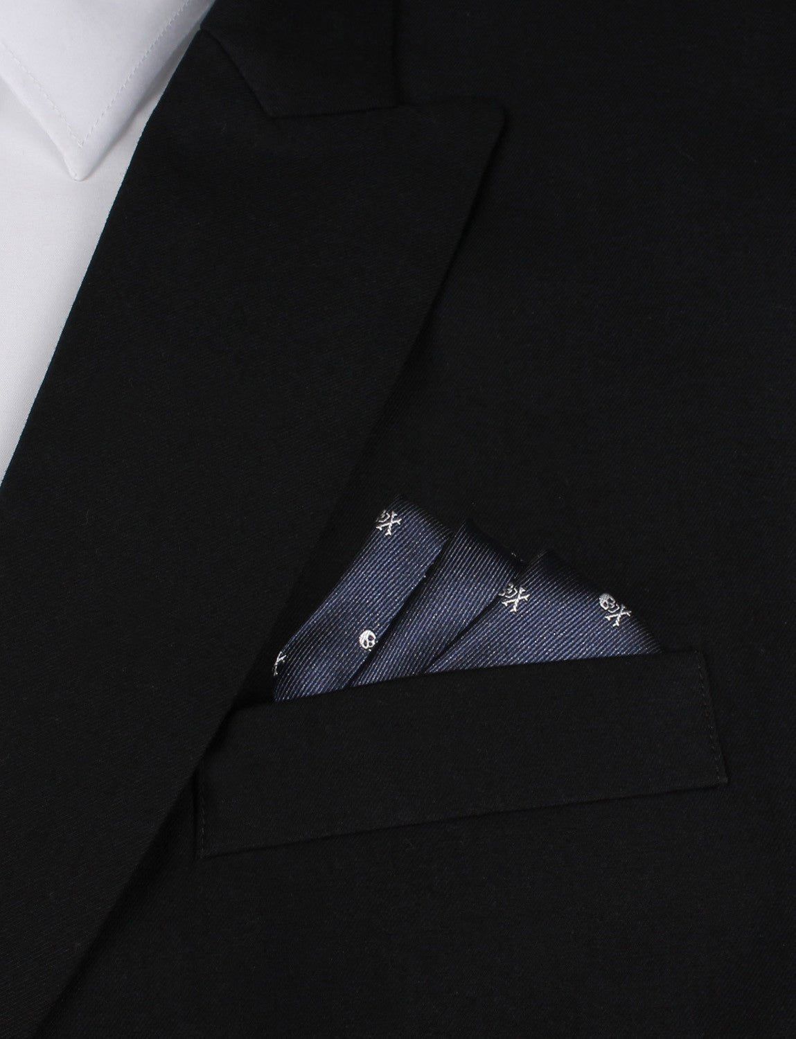 Navy Blue Pirate Skull Pocket Square