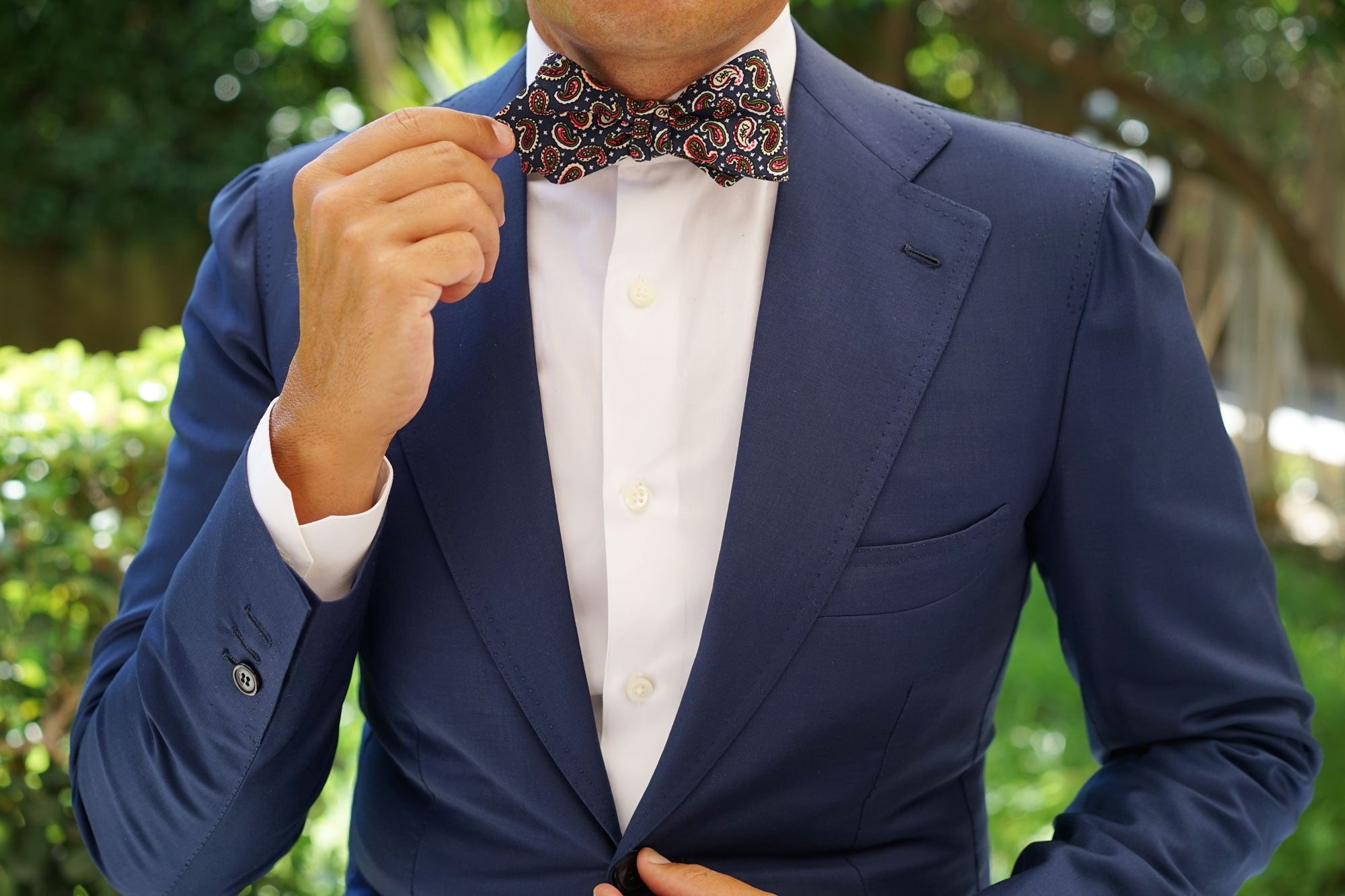 Prague Paisley Blue Floral Diamond Self Bow Tie