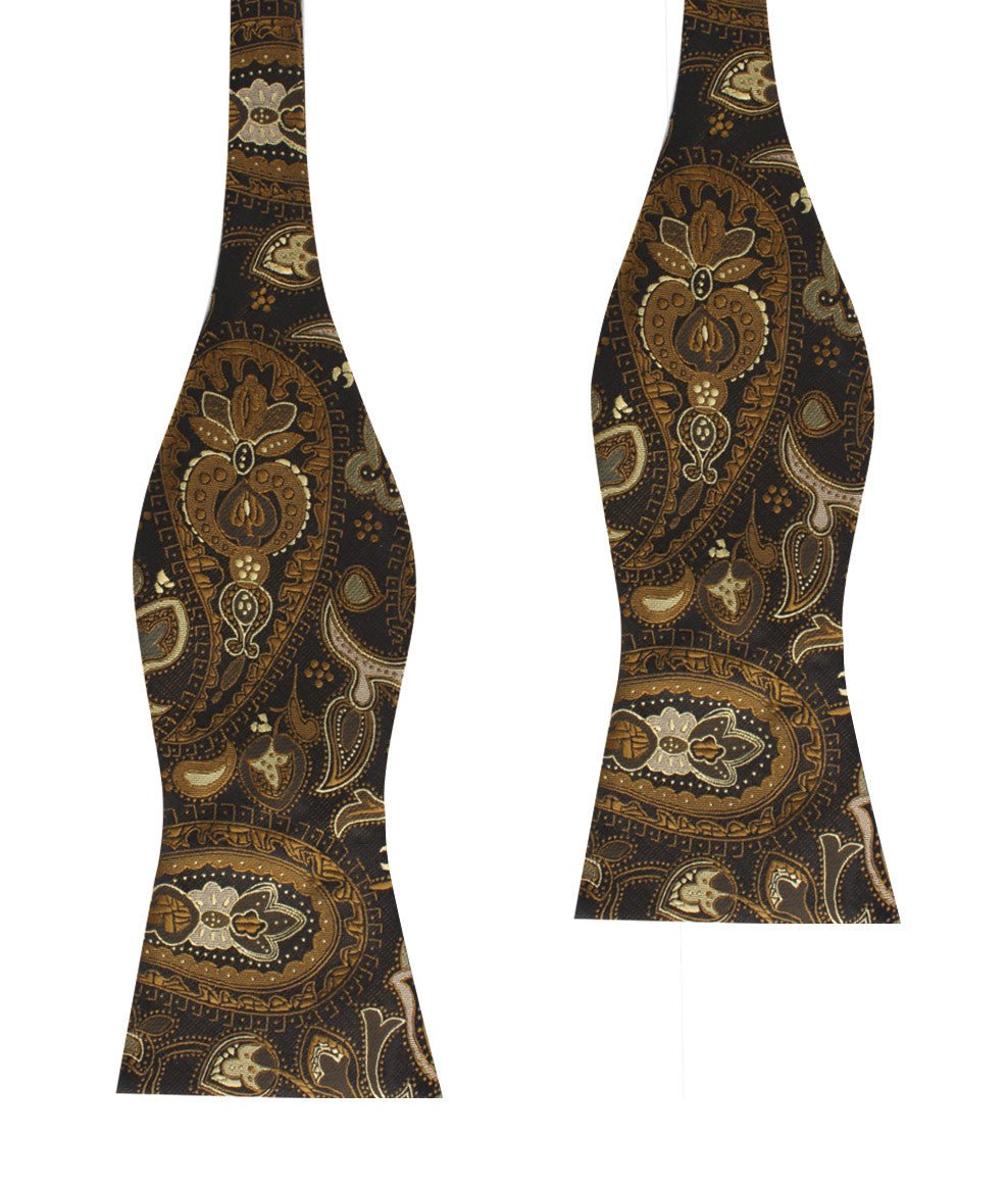 Persian Paisley Brown Self Bow Tie