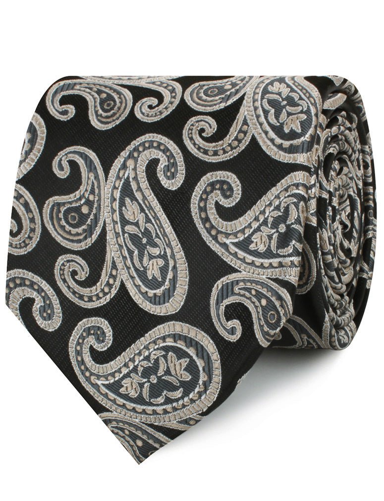 King of Persia Black Paisley Necktie