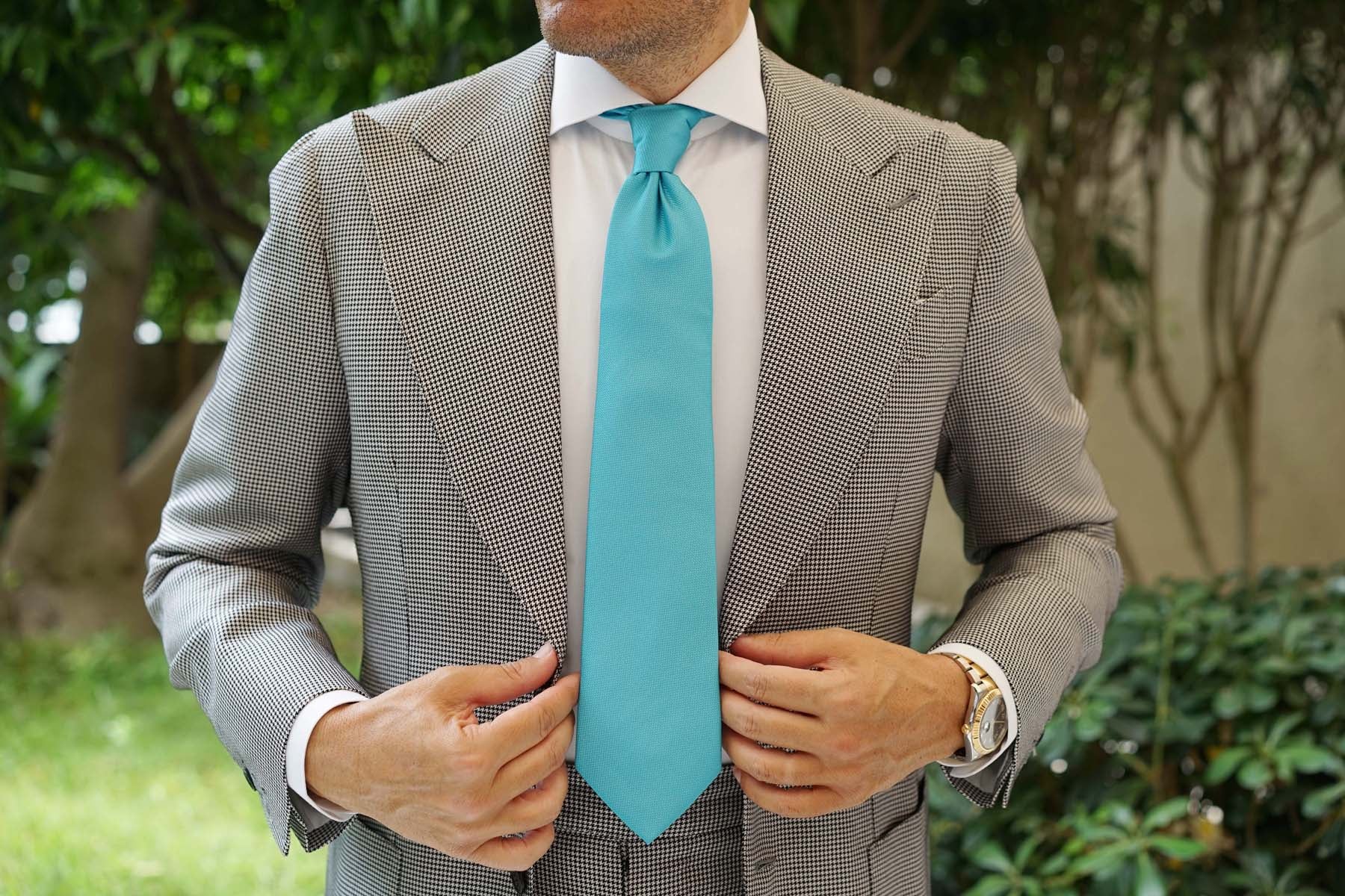 Aqua Blue Malibu Weave Necktie