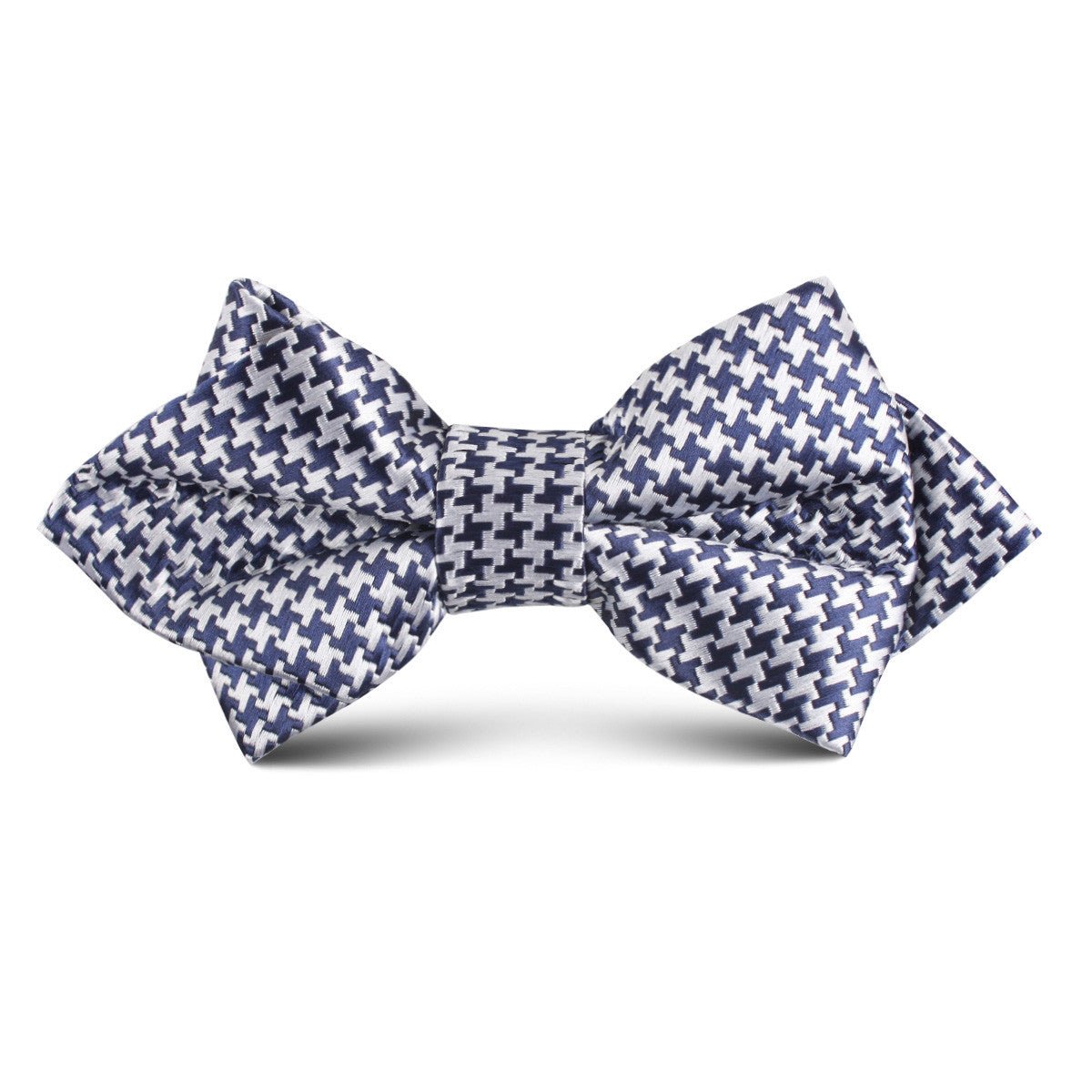 Deep Blue Houndstooth Kids Diamond Bow Tie