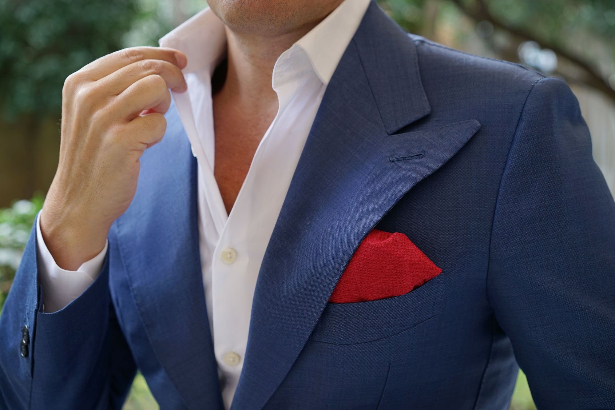 Apple Maroon Linen Pocket Square