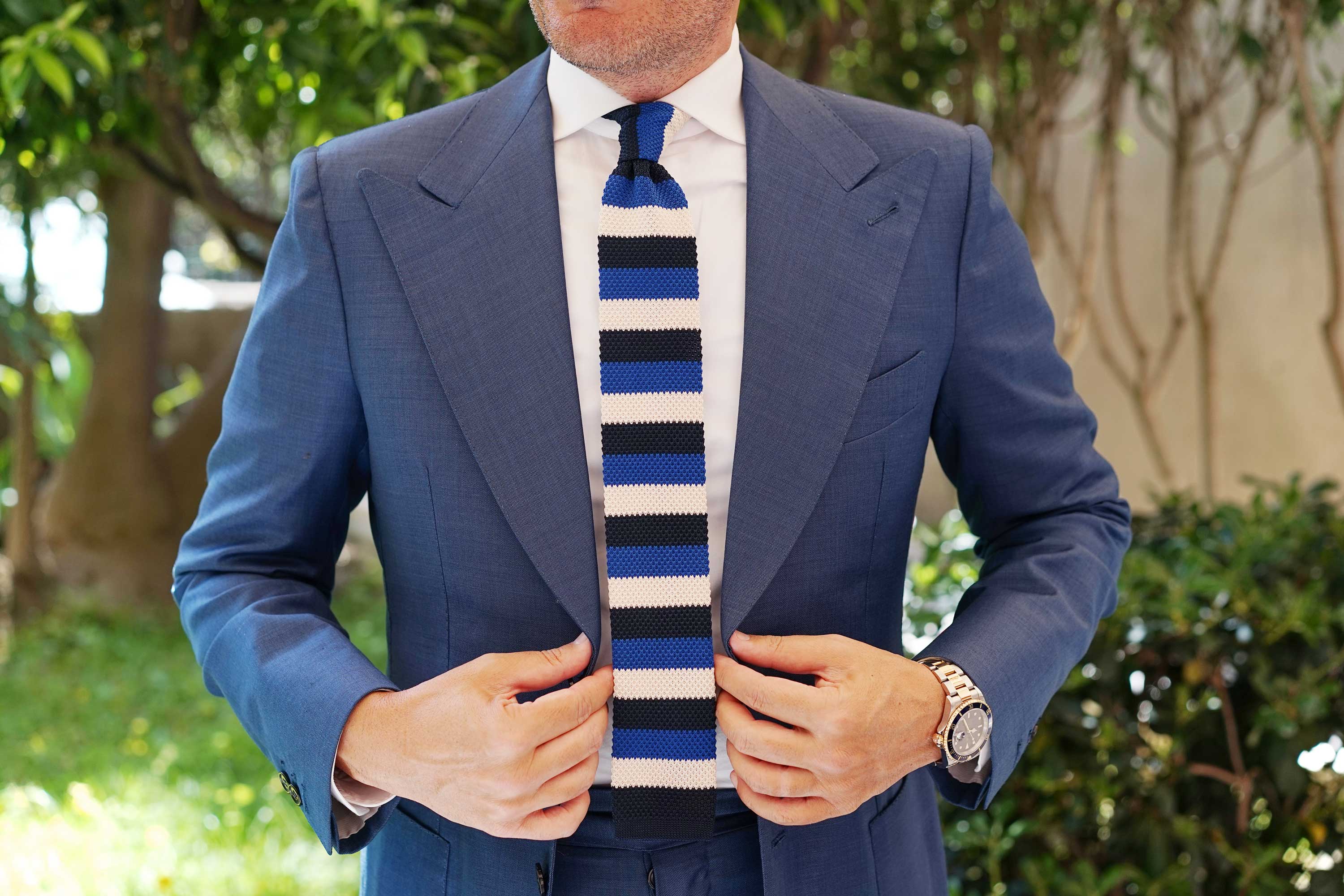 Jimmy the Gent Blue Striped Knitted Tie