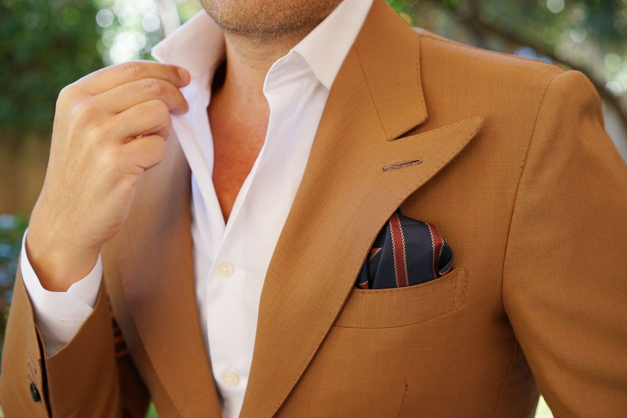 Cambridge Navy Blue with Royal Red Stripes Pocket Square