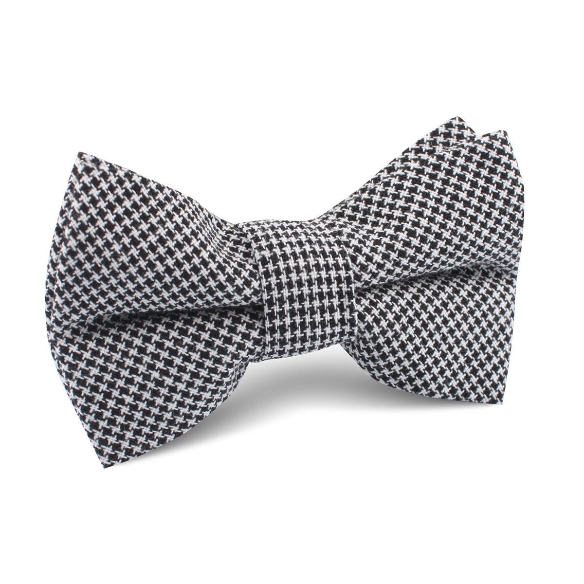 Black & White Houndstooth Cotton Kids Bow Tie