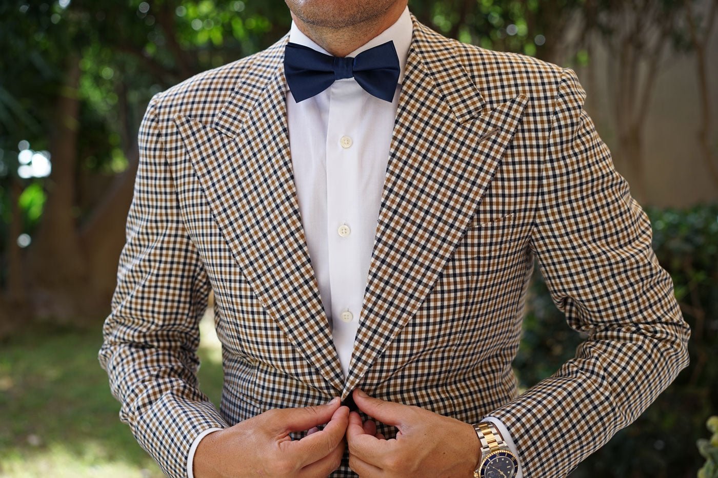 Admiral Navy Blue Satin Bow Tie