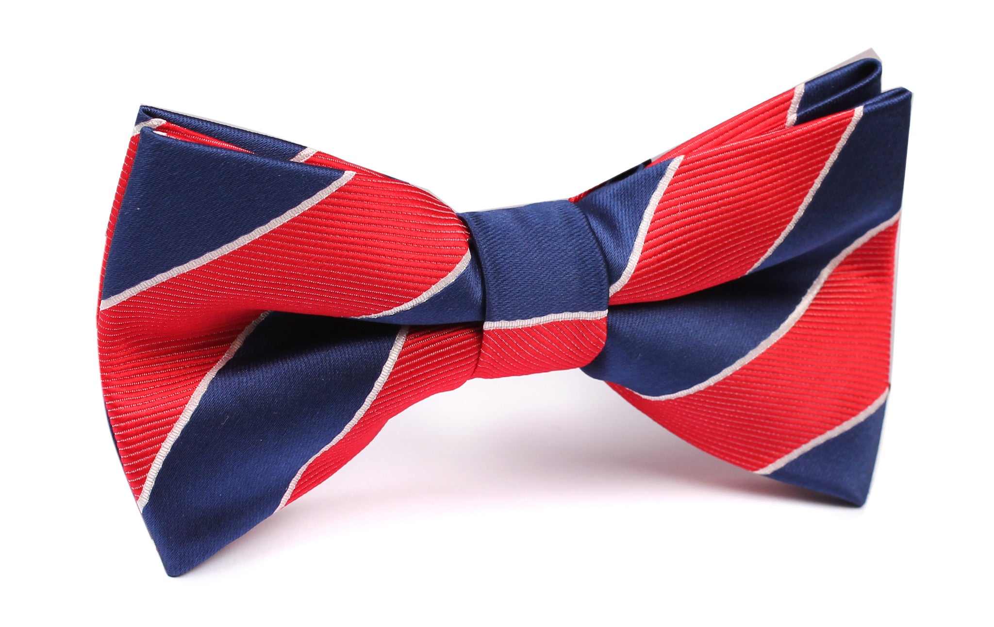 Navy Blue White and Red Diagonal - Bow Tie