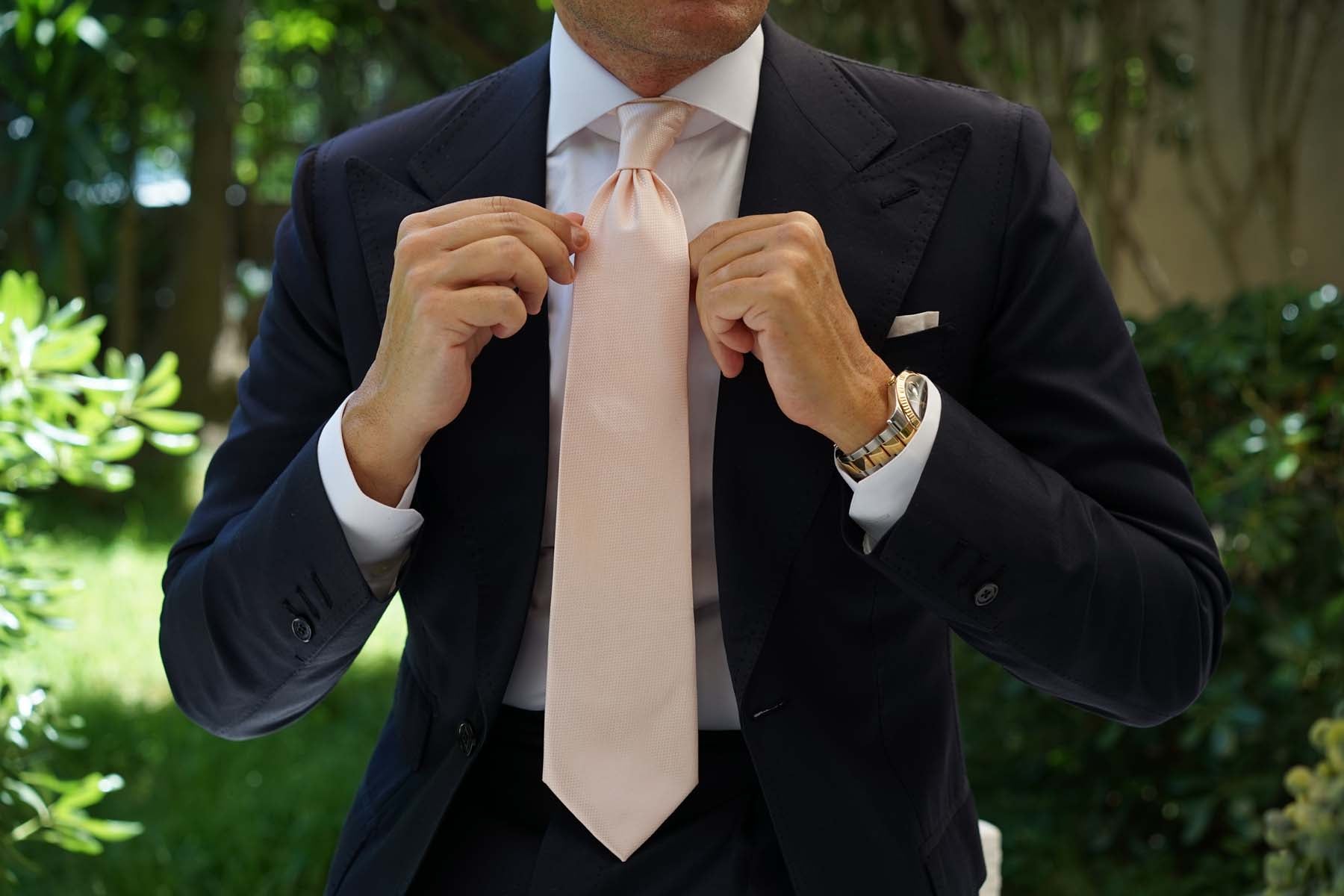 Blush Pink Basket Weave Necktie