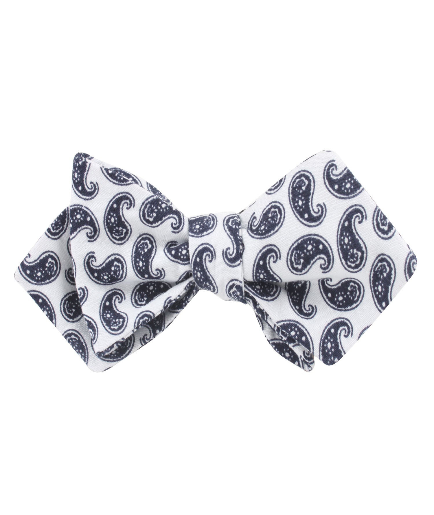 Picasso White on Blue Paisley Diamond Self Bow Tie