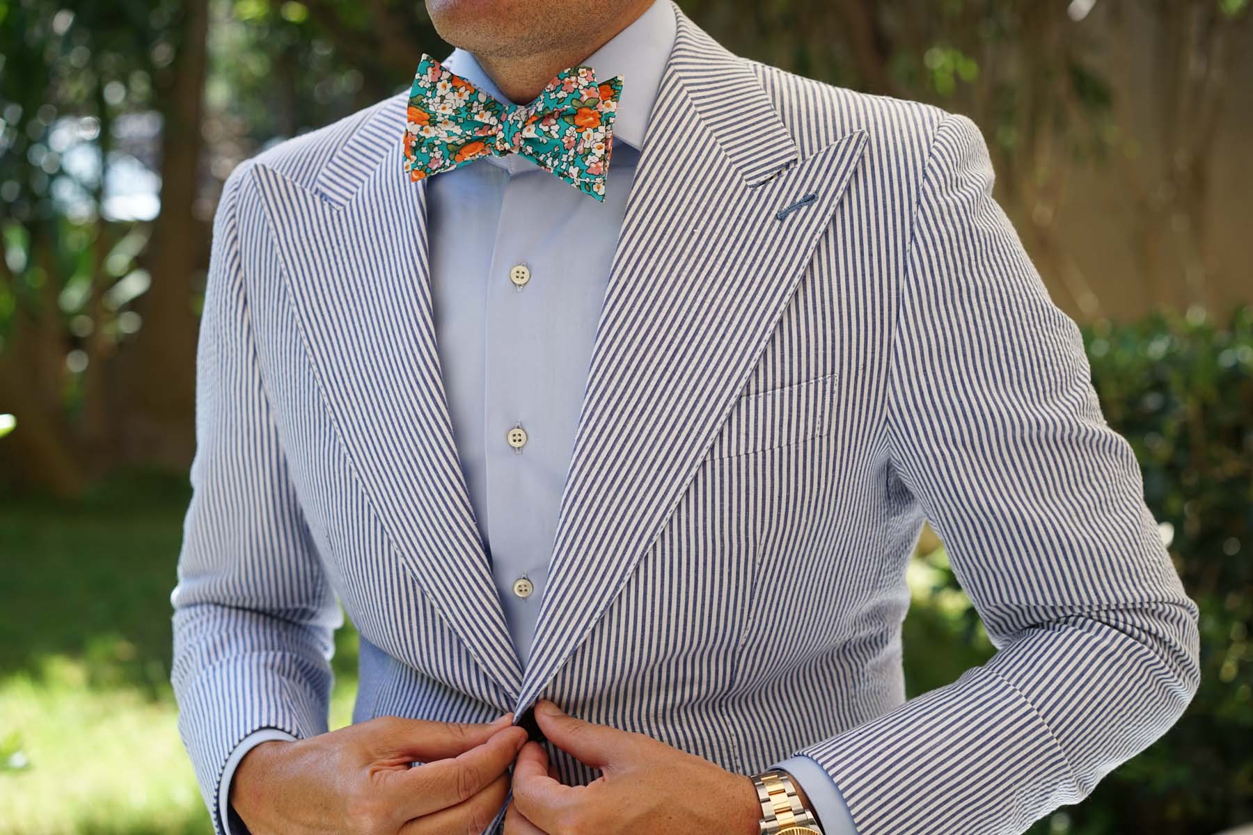 British Virgin Island Floral Self Bow Tie