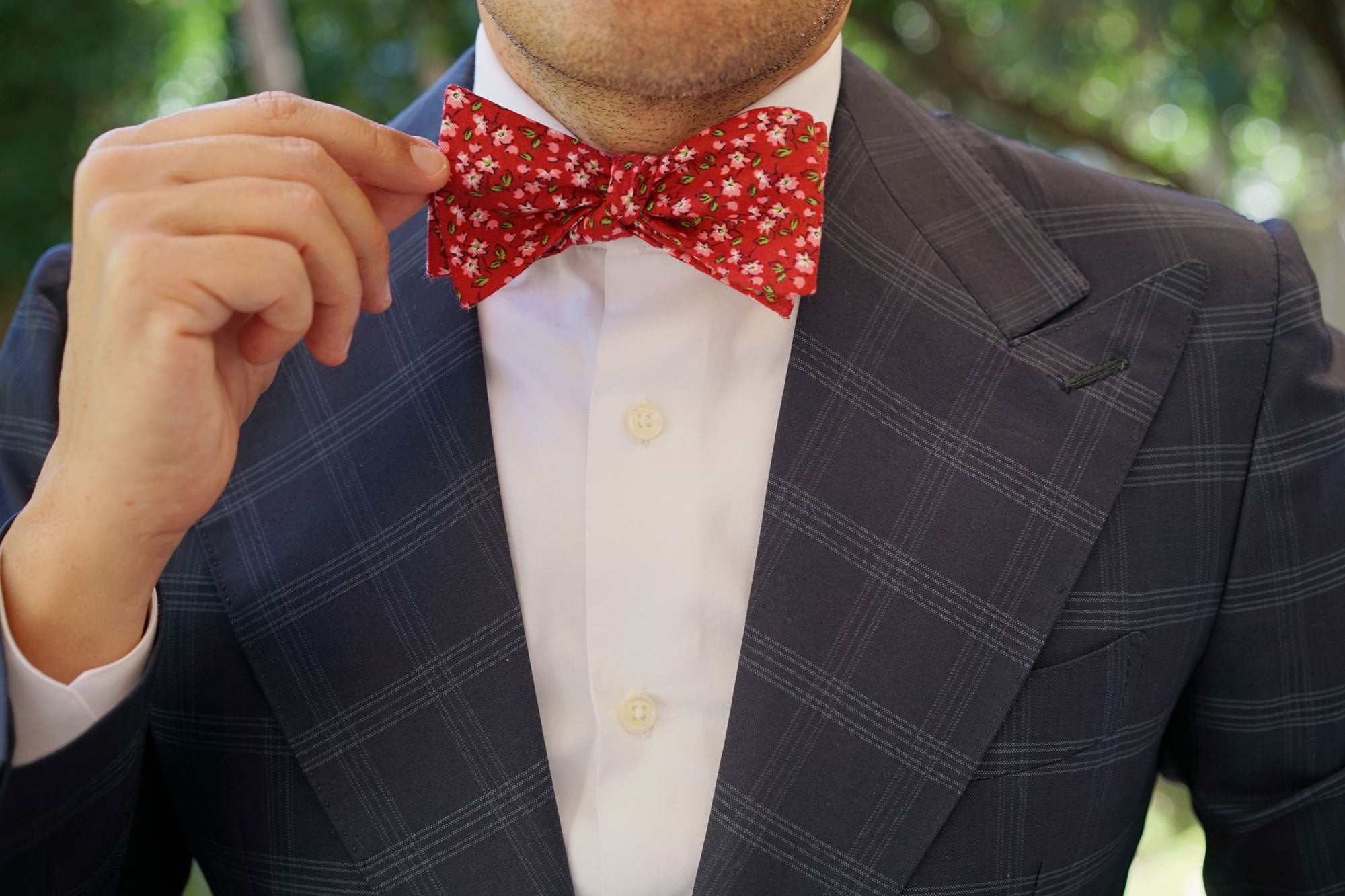 Cano Cristales Scarlet Floral Self Bow Tie